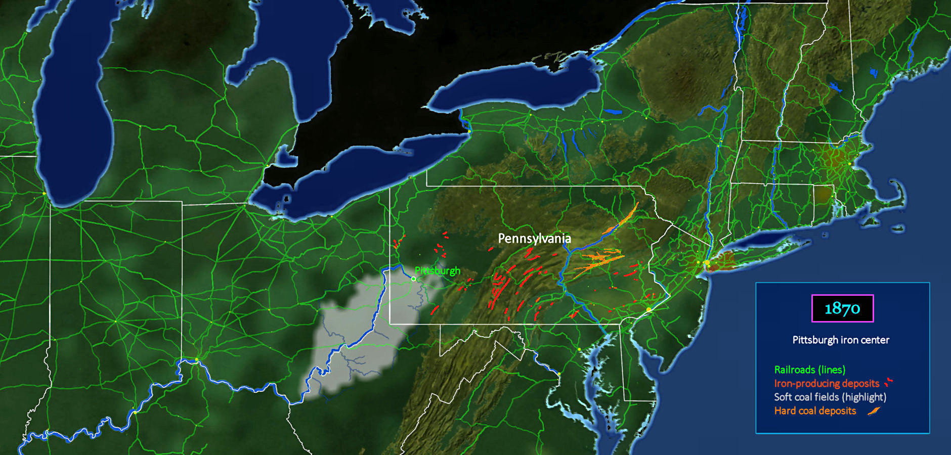 Pittsburgh at the sweet spot, 1870 map